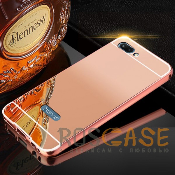 Фото Розовый Металлический бампер для Huawei Honor 10 с зеркальной вставкой