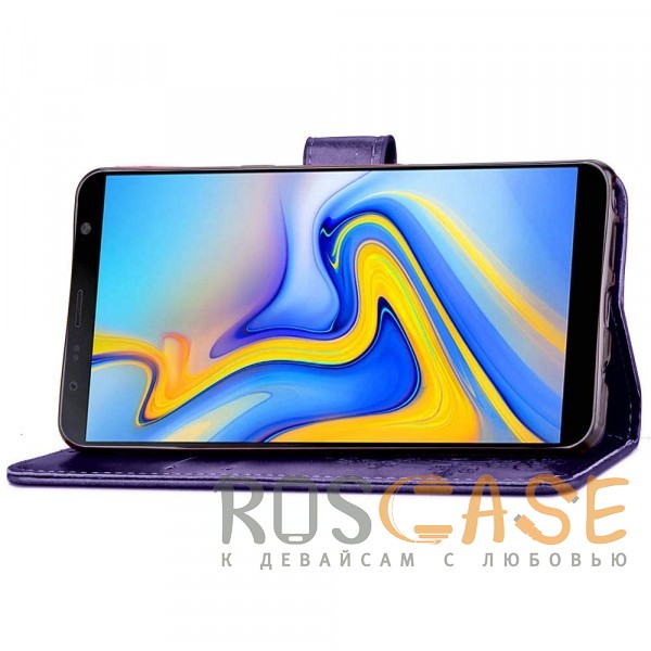 Изображение Фиолетовый Чехол-книжка с узорами на магнитной застёжке для Samsung Galaxy J6 Plus (2018)