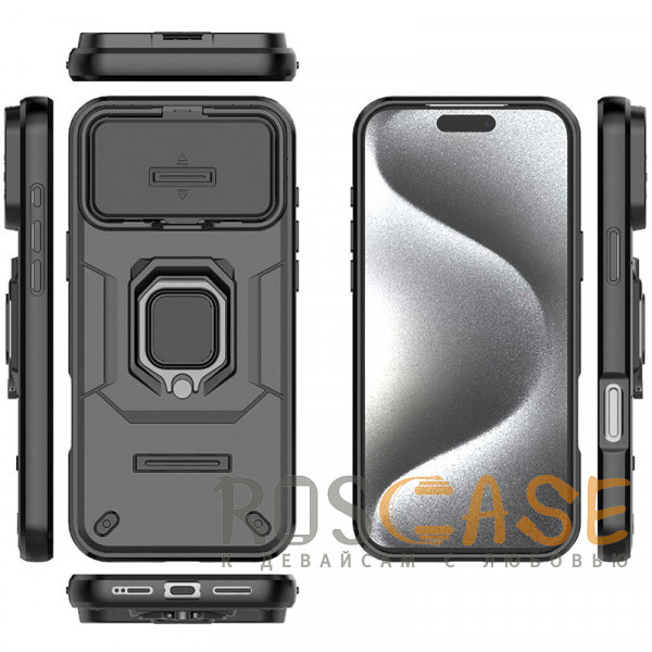 Изображение Черный Transformer Ring Holder | Противоударный чехол с кольцом и шторкой камеры для iPhone 17 Pro Max