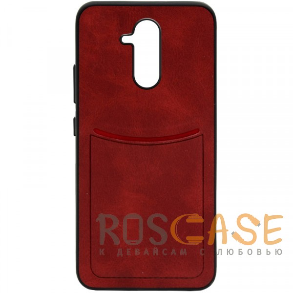 Фото Красный ILEVEL | Чехол с кожаным покрытием и с карманом-визитницей для Huawei Mate 20 lite