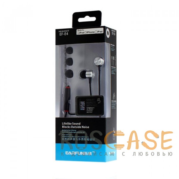 Изображение Черный Headset EF-E4 | Вакуумные наушники с плетеным кабелем и микрофоном