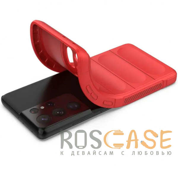 Фотография Красный Flex Silicone | Противоударный чехол для Samsung Galaxy S21 Ultra с защитой камеры и микрофиброй
