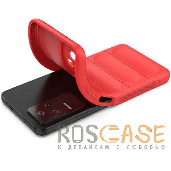 Фотография Красный Flex Silicone | Противоударный чехол для Xiaomi Poco F4 / Redmi K40s с защитой камеры и микрофиброй
