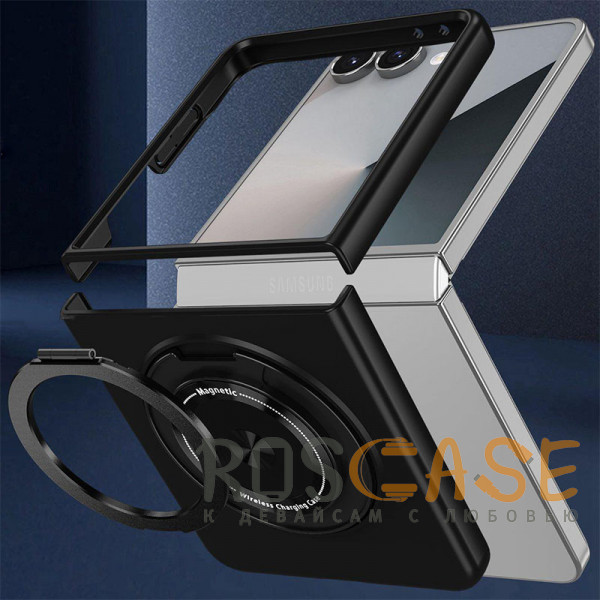 Фото Черный Matte Shield Ring | Тонкий пластиковый чехол с кольцом Magsafe для Samsung Galaxy Z Flip 8