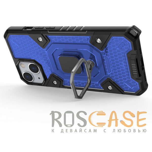 Изображение Синий Honeycomb Armor | Противоударный чехол с защитой камеры и кольцом для iPhone 13