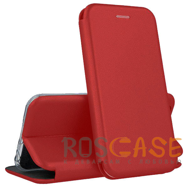 Фото Красный Open Color | Кожаный чехол-книжка для Xiaomi Poco M3 с функцией подставки и магнитом