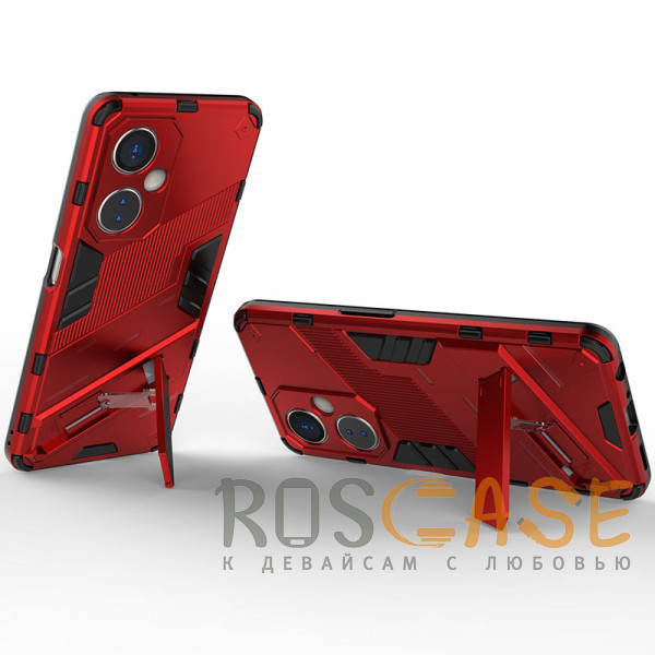 Фотография Красный Megatron | Противоударный чехол-подставка для OnePlus Nord CE 3 Lite / N30 5G с защитой камеры