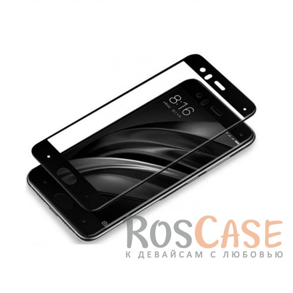 Фотография Черный Тонкое олеофобное защитное стекло с цветной рамкой на весь экран для Xiaomi Mi 6