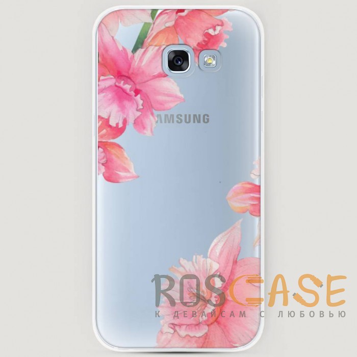 Фото RosCase | Силиконовый чехол Розовые цветочные уголки на Samsung A520 Galaxy A5 (2017)