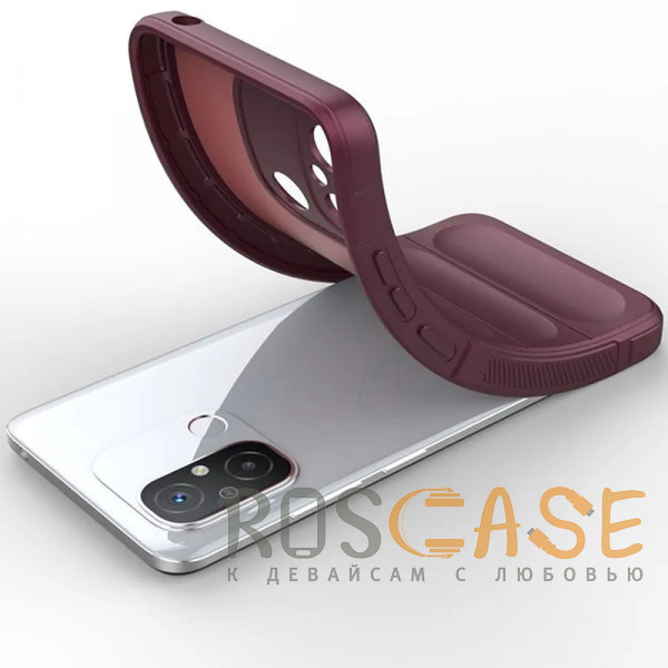 Фотография Бордовый Flex Silicone | Противоударный чехол для Xiaomi Redmi 12C / 11A / Poco C55 с защитой камеры и микрофиброй