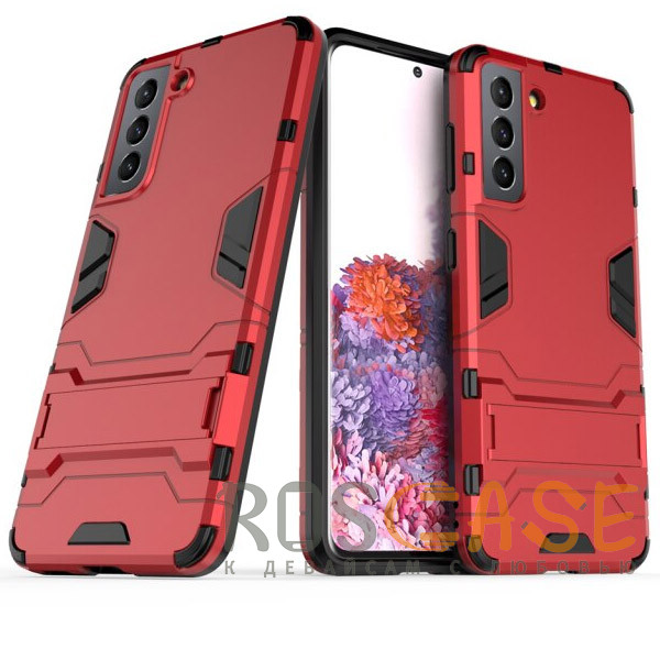Фото Красный Transformer | Противоударный чехол-подставка для Samsung Galaxy S21 с мощной защитой корпуса