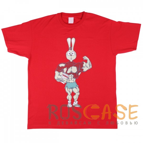 Изображение Красный Muscle Rabbit | Мужская футболка со спортивным принтом "Кролик - Винни Пух"
