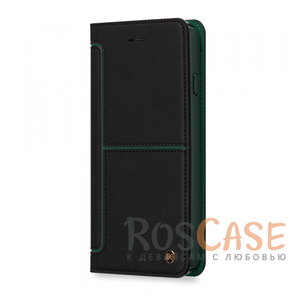 Изображение Черный / Зеленый Классический кожаный чехол-книжка STIL Hidden Edge с внутренним карманом для банкнот и кредитных карт для Apple iPhone 7 / 8 (4.7") 