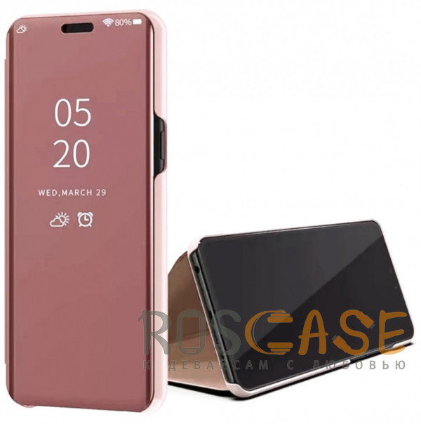 Изображение Розовый / Rose Gold Чехол-книжка RosCase с дизайном Clear View для Samsung Galaxy A70 (A705F)