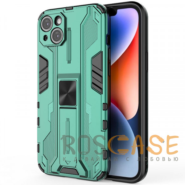 Фото Зеленый Galvatron | Противоударный чехол-подставка для iPhone 13 с защитой камеры