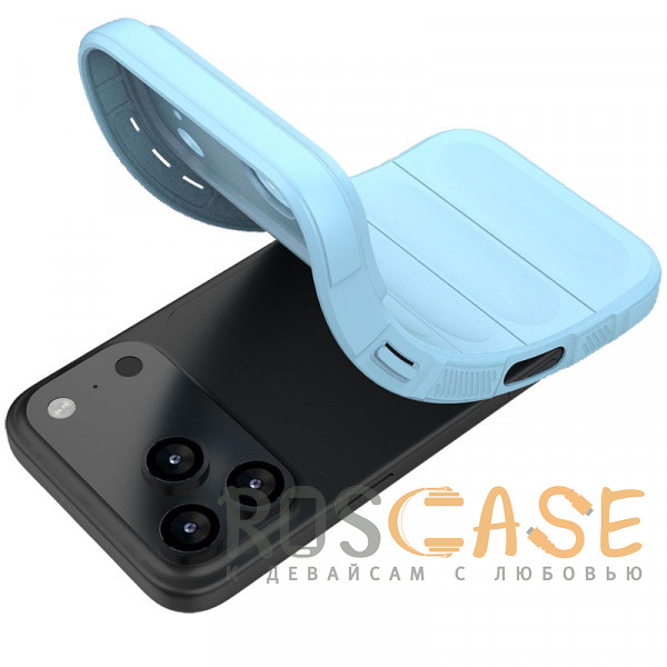 Фотография Голубой Flex Silicone | Противоударный чехол для iPhone 17 Pro с защитой камеры и микрофиброй