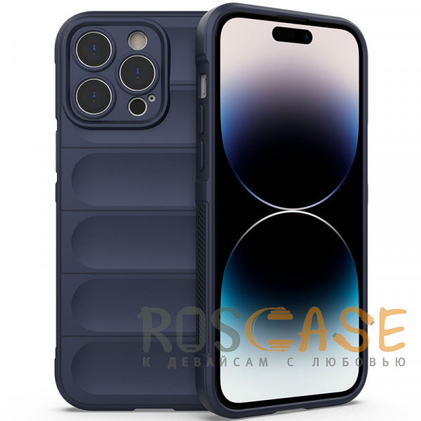 Фото Темно-синий Flex Silicone | Противоударный чехол для iPhone 14 Pro Max с защитой камеры и микрофиброй