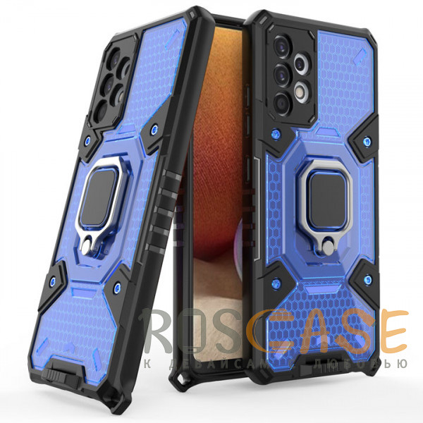 Фотография Синий Honeycomb Armor | Противоударный чехол с защитой камеры и кольцом для Samsung Galaxy A52 / A52s