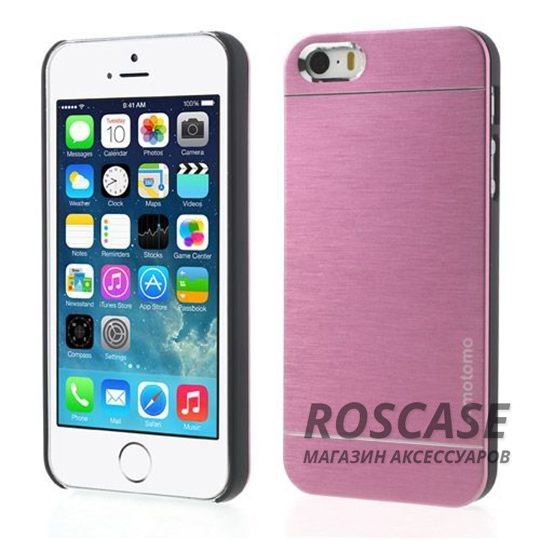 Фото Розовый Накладка MOTOMO с алюминиевой вставкой для Apple iPhone 5/5S/SE