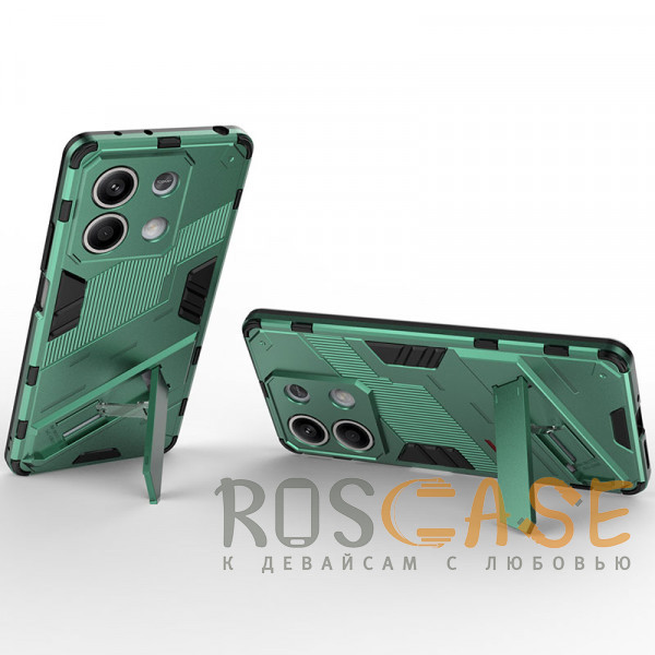 Фотография Зеленый Megatron | Противоударный чехол-подставка для Xiaomi Redmi Note 13 5G с защитой камеры