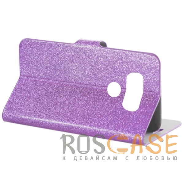 Фотография Фиолетовый Сияющий кожаный чехол-книжка со стразами для LG H930 / H930DS V30 / V30+