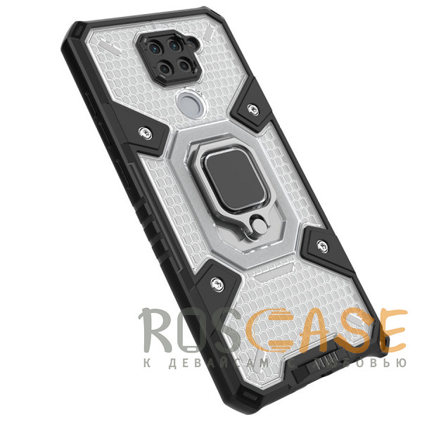 Фото Черный Honeycomb Armor | Противоударный чехол с защитой камеры и кольцом для Xiaomi Redmi Note 9 / 10X