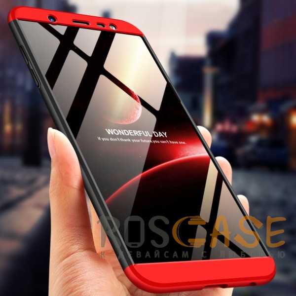 Фото Черный / Красный GKK LikGus 360° | Двухсторонний чехол для Samsung Galaxy A6 Plus (2018) с защитными вставками