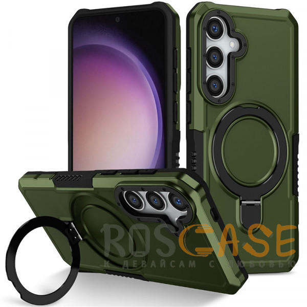 Фото Зеленый Magnetic Armor Ring | Противоударный чехол с MagSafe и кольцом для Samsung Galaxy S26 Plus