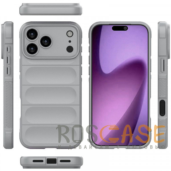 Фото Серый Flex Silicone | Противоударный чехол для iPhone 17 Pro Max с защитой камеры и микрофиброй