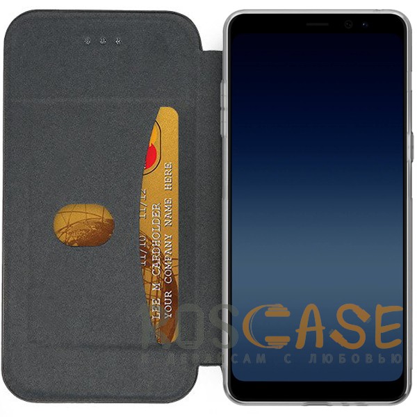 Фотография Черный Open Color 2 | Чехол-книжка на магните для Samsung A530 Galaxy A8 (2018) с подставкой и внутренним карманом