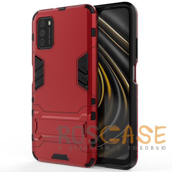 Фото Красный Transformer | Противоударный чехол-подставка для Xiaomi Poco M3 с мощной защитой корпуса