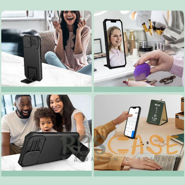Фото Синий CamShield Holder | Противоударный чехол-подставка для Samsung Galaxy S25 Ultra с защитой камеры