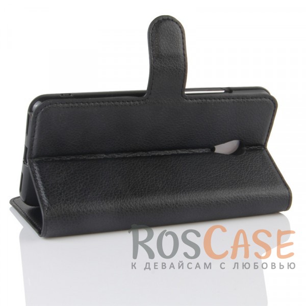 Изображение Черный Wallet | Кожаный чехол-кошелек с внутренними карманами для Meizu M5s