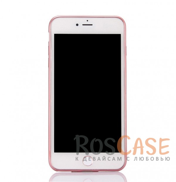 Изображение Розовый золотой/Розовые цветы Прозрачный чехол со стразами для iPhone 7 Plus / 8 Plus с глянцевым бампером