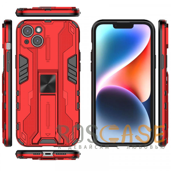 Изображение Красный Galvatron | Противоударный чехол-подставка для iPhone 13 с защитой камеры