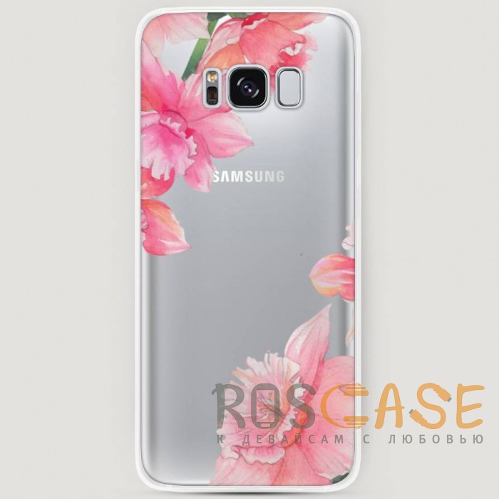 Фото RosCase | Силиконовый чехол Розовые цветочные уголки на Samsung G950 Galaxy S8