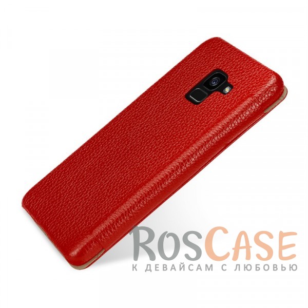 Фото Красный / Red TETDED натур. кожа | Чехол-книжка для для Samsung Galaxy A8 2018 (A530)