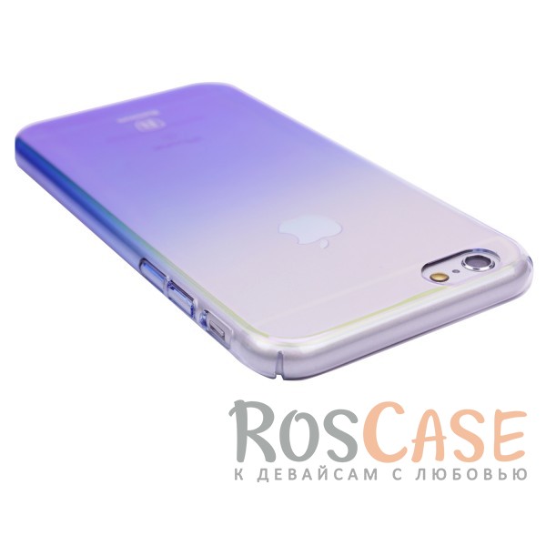 Фото Голубой Блестящая прозрачная накладка Baseus Glaze Ultrathin из тонкого пластика с бензиновым отливом и градиентной расцветкой для Apple iPhone 6/6s (4.7")