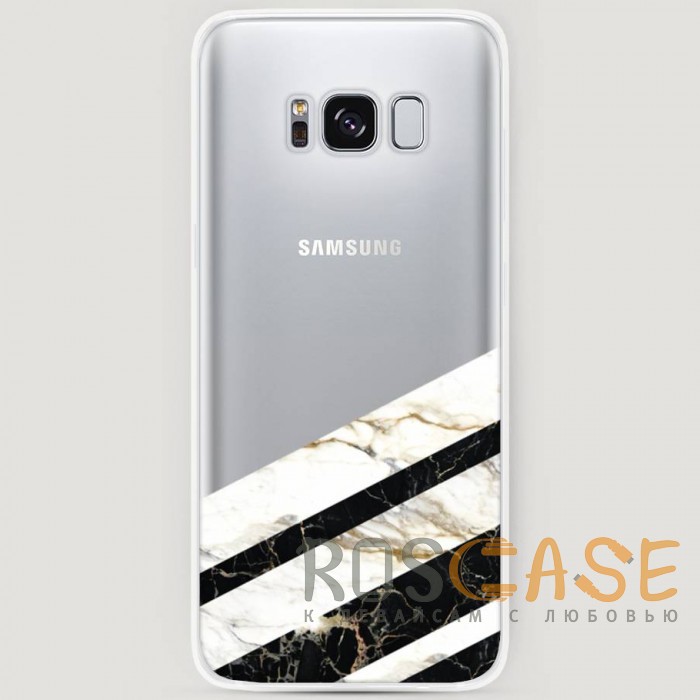 Фото RosCase | Силиконовый чехол Черно-белый мрамор половинка на Samsung G955 Galaxy S8 Plus
