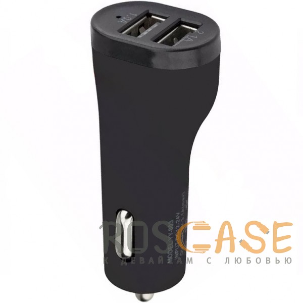 Фото Черный YY-003 | Автомобильное зарядное устройство с 2 USB портами (3.1A) и матовой поверхностью