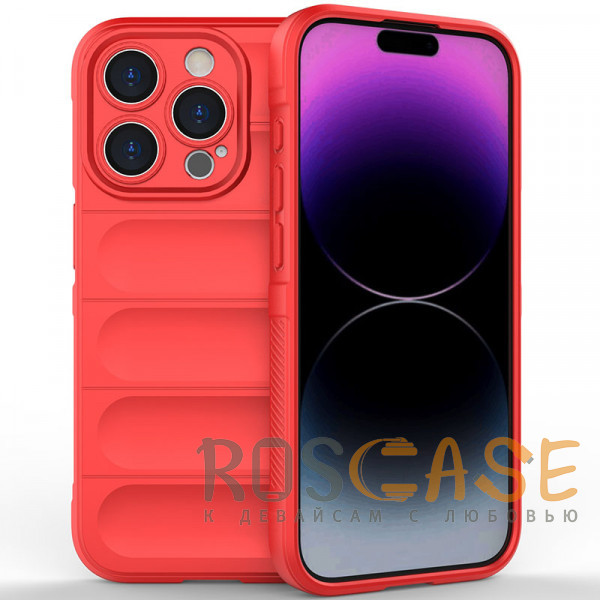 Фото Красный Flex Silicone | Противоударный чехол для iPhone 15 Pro с защитой камеры и микрофиброй