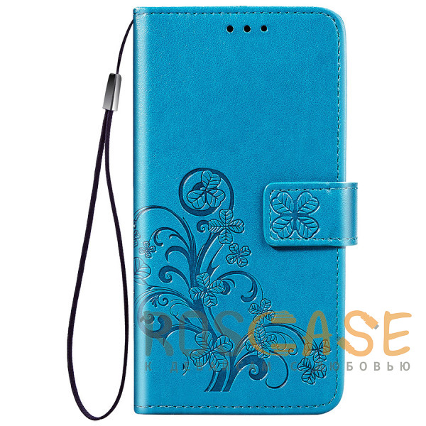 Фото Голубой Чехол-книжка с узорами на магнитной застёжке для Huawei Honor 9 Lite