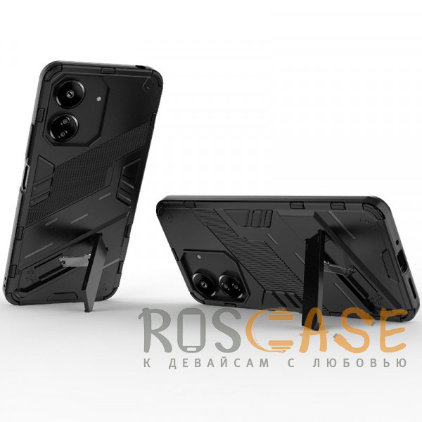 Фотография Черный Megatron | Противоударный чехол-подставка для Xiaomi Redmi 13C / Poco C65 4G с защитой камеры