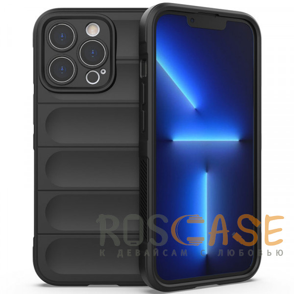 Фото Черный Flex Silicone | Противоударный чехол для iPhone 13 Pro с защитой камеры и микрофиброй