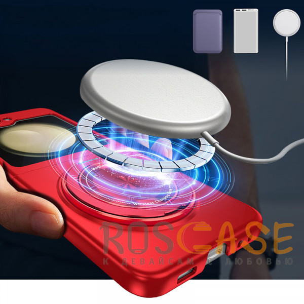 Фотография Красный Matte Shield Ring | Тонкий пластиковый чехол с кольцом Magsafe для Samsung Galaxy Z Flip 5