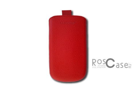 Фотография Красный фактурный Кожаный футляр Mavis Classic 112x48/119x50 для Nokia X2-02/Samsung S5610 