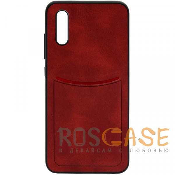 Фото Красный ILEVEL | Чехол с кожаным покрытием и с карманом-визитницей для Huawei P20