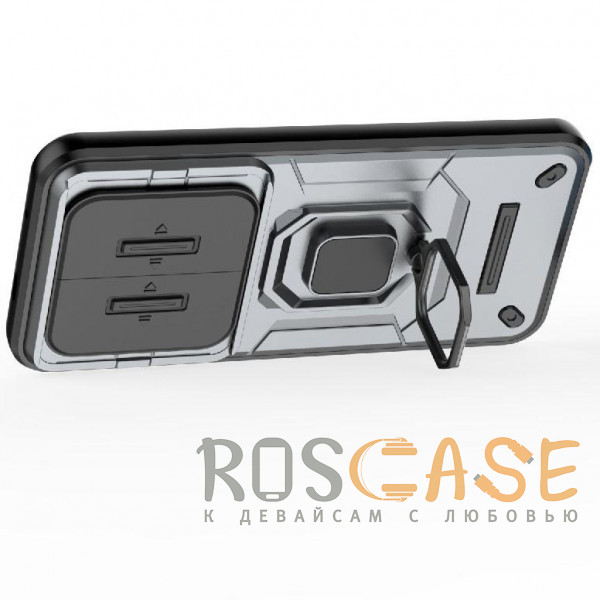 Фотография Серый Transformer Ring Holder | Противоударный чехол с кольцом и шторкой камеры для Xiaomi Redmi Note 15 Pro Plus