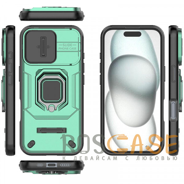 Изображение Зеленый Transformer Ring Holder | Противоударный чехол с кольцом и шторкой камеры для iPhone 17