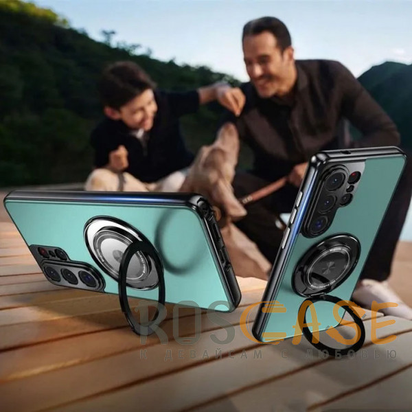 Фото Зеленый Чехол с кольцом Magsafe и алюминиевой вставкой для Samsung Galaxy S26 Ultra